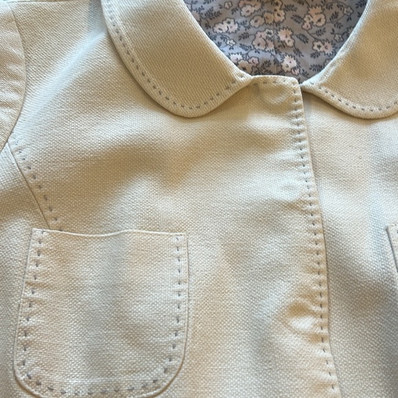 EUC BODEN jacket in linen/cotton blend. Creamy white, pick-stitched in grey - Picture 8 of 12